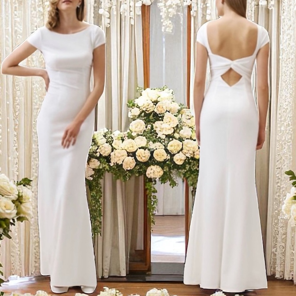 New Katie May x BHLDN Madison 14 Ivory Bow Back Long Bridal Maxi Bridal Gown